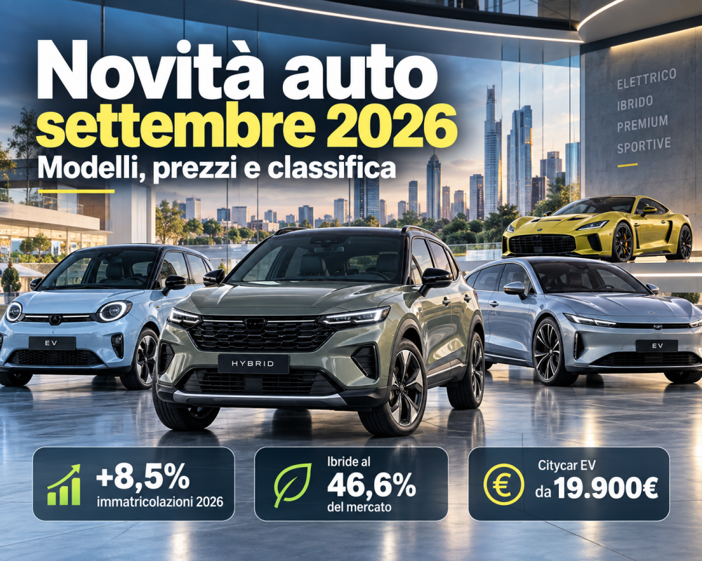 Novit&agrave; Auto Settembre 2026: Modelli, Prezzi e Classifica